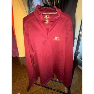 Mossy Oak Mens 2XL Pullover Fleece Quarter Zip Long Sleeve Red